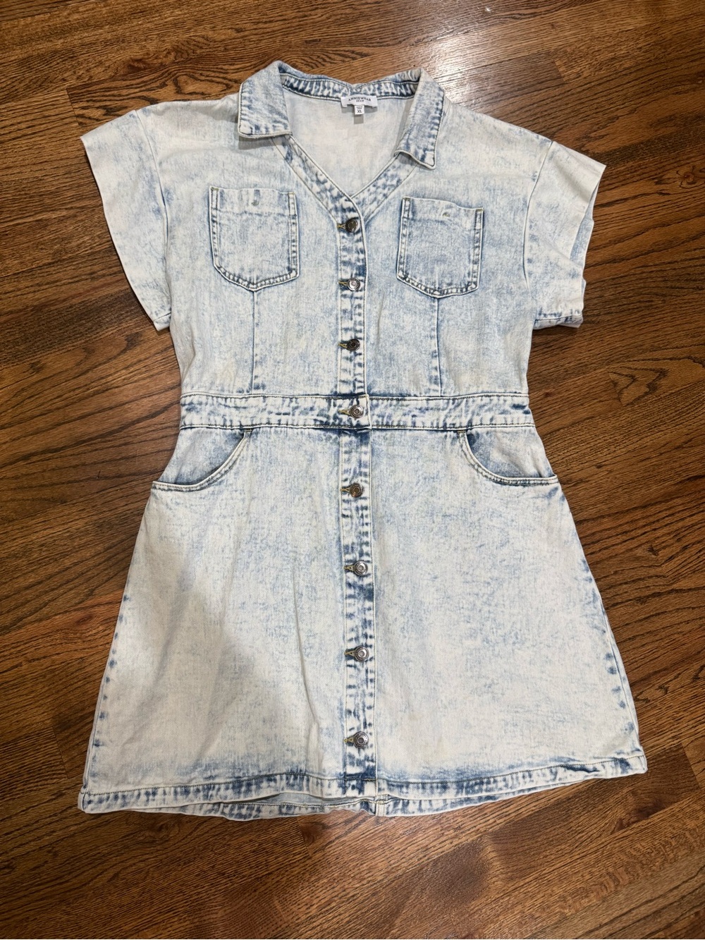 Light Wash Denim Button-Front Dress